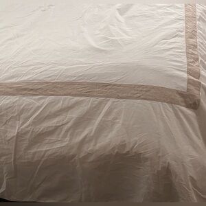Zara Home Off White King Classic Linen Cotton Percale Duvet Cover 102.5X94.5